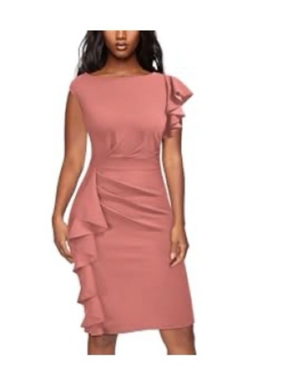 NWT - Ruffle Sheath Dress in Dusty Rose
